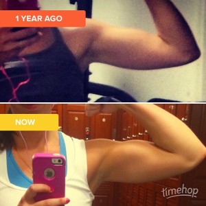 thismomhere showing off her arm muscles, 1 year progress